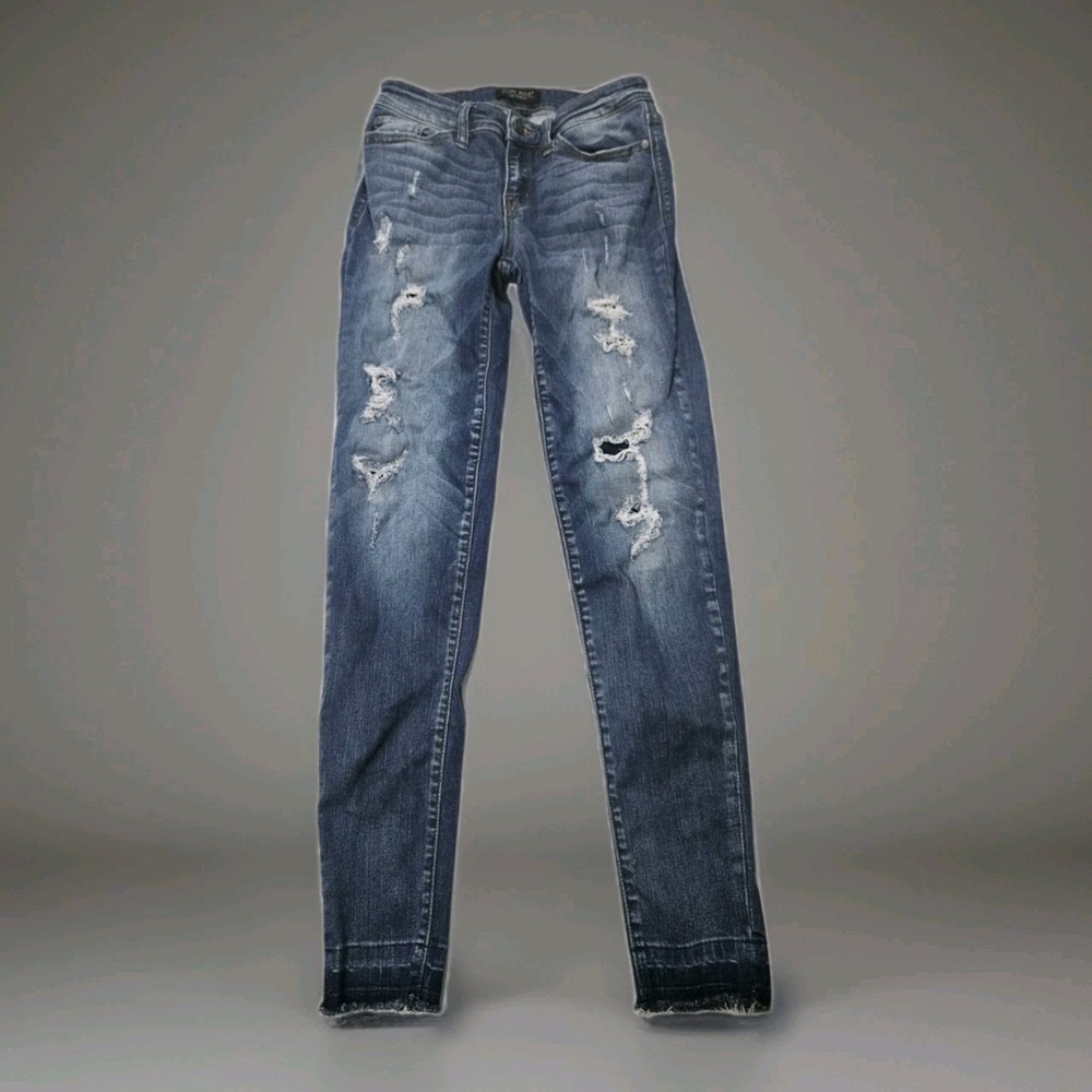 Judy Blue Skinny Fit Jeans Womens Size 3/26 Blue Distressed